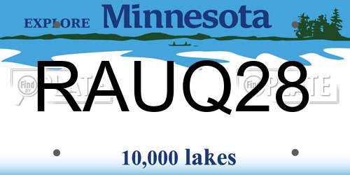 RAUQ28 Minnesota License Plate