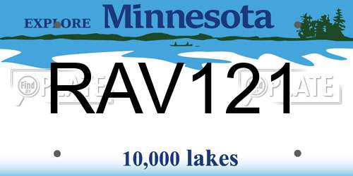 RAV121 Minnesota License Plate