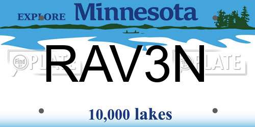RAV3N Minnesota License Plate
