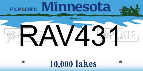 RAV431 Minnesota License Plate