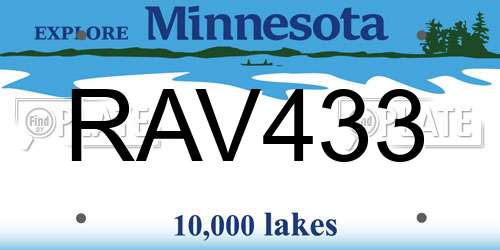 RAV433 Minnesota License Plate