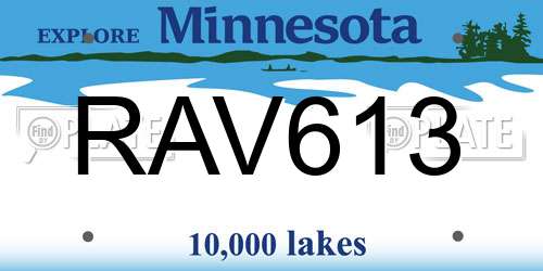 RAV613 Minnesota License Plate