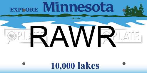 RAWR Minnesota License Plate