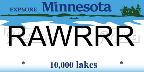 RAWRRR Minnesota License Plate