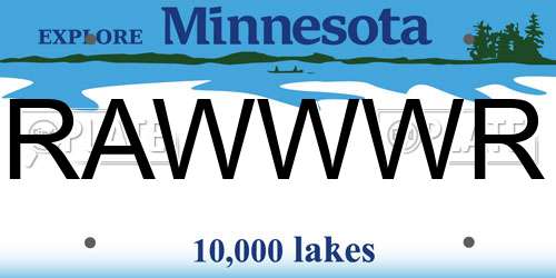 RAWWWR Minnesota License Plate