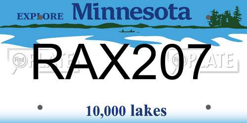 RAX207 Minnesota License Plate