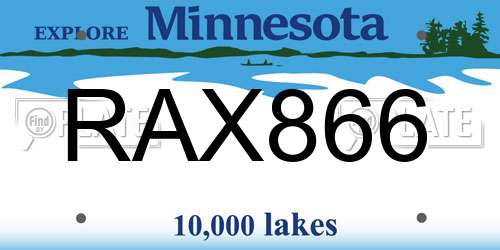 RAX866 Minnesota License Plate