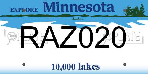 RAZ020 Minnesota License Plate