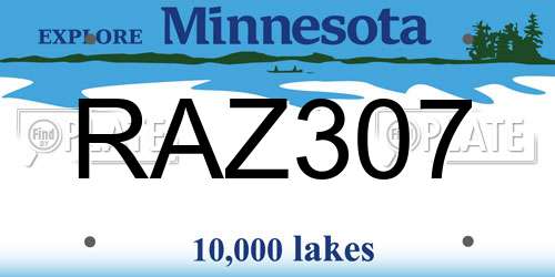 RAZ307 Minnesota License Plate