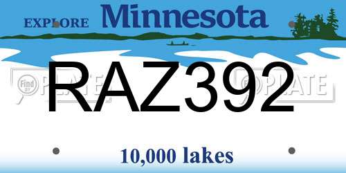 RAZ392 Minnesota License Plate