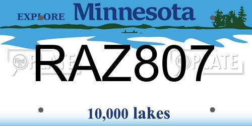 RAZ807 Minnesota License Plate