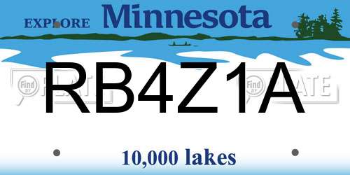 RB4Z1A Minnesota License Plate