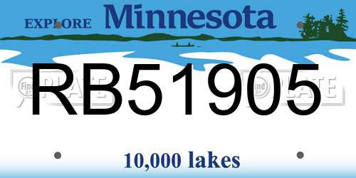 RB51905 Minnesota License Plate