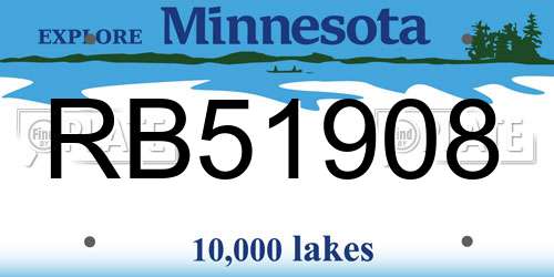 RB51908 Minnesota License Plate