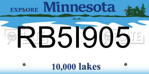RB5I905 Minnesota License Plate