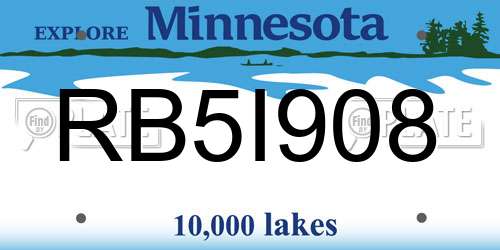 RB5I908 Minnesota License Plate