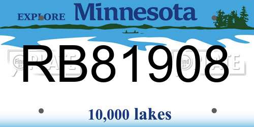 RB81908 Minnesota License Plate