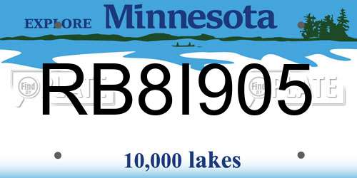 RB8I905 Minnesota License Plate