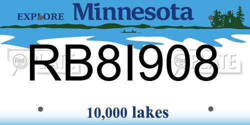 RB8I908 Minnesota License Plate