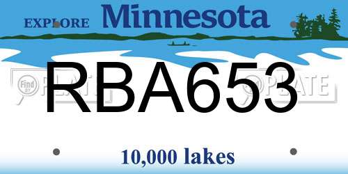 RBA653 Minnesota License Plate