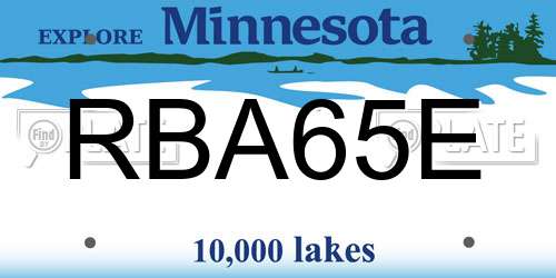 RBA65E Minnesota License Plate