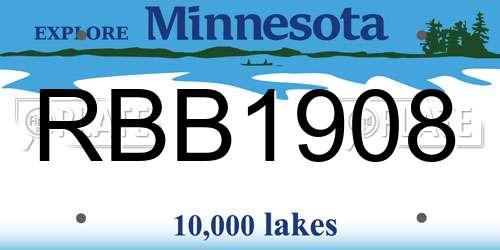 RBB1908 Minnesota License Plate