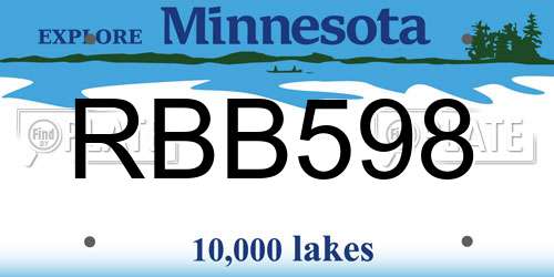 RBB598 Minnesota License Plate
