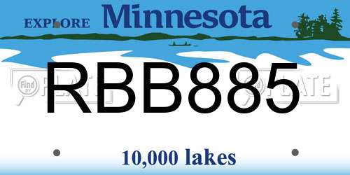 RBB885 Minnesota License Plate