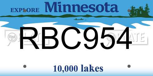 RBC954 Minnesota License Plate