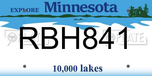 RBH841 Minnesota License Plate