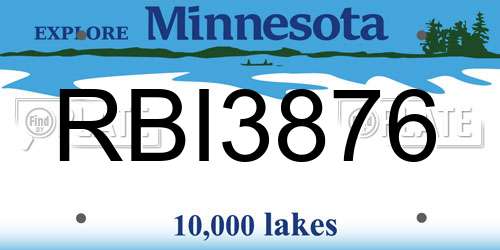 RBI3876 Minnesota License Plate