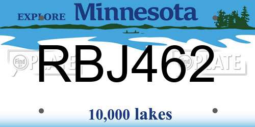 RBJ462 Minnesota License Plate