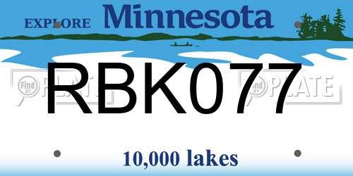 RBK077 Minnesota License Plate