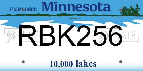 RBK256 Minnesota License Plate