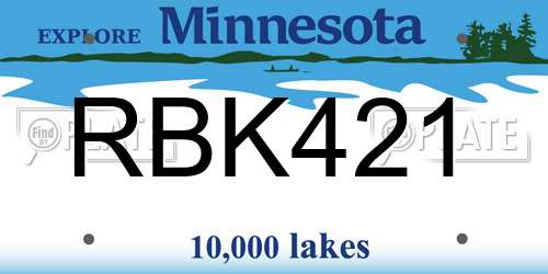 RBK421 Minnesota License Plate