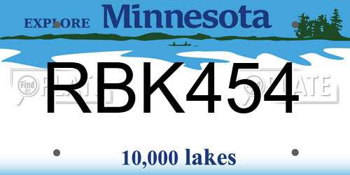 RBK454 Minnesota License Plate