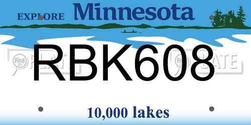 RBK608 Minnesota License Plate