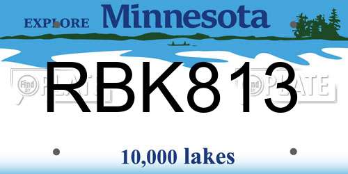 RBK813 Minnesota License Plate