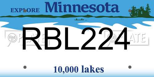 RBL224 Minnesota License Plate