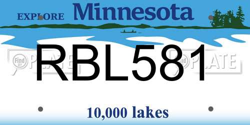 RBL581 Minnesota License Plate