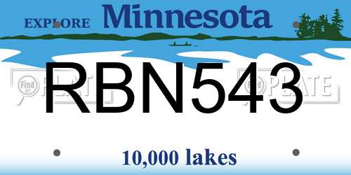 RBN543 Minnesota License Plate