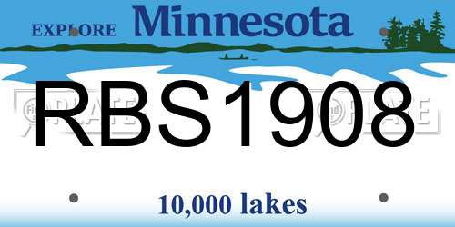 RBS1908 Minnesota License Plate
