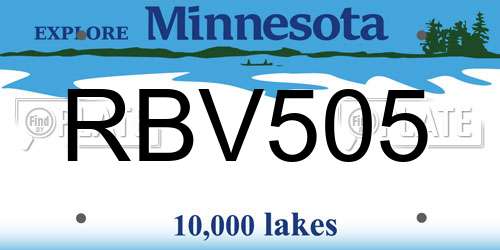 RBV505 Minnesota License Plate