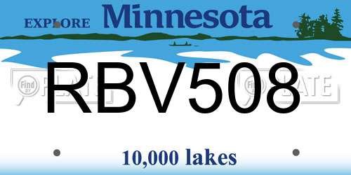 RBV508 Minnesota License Plate