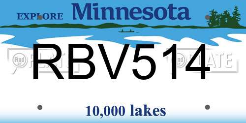 RBV514 Minnesota License Plate