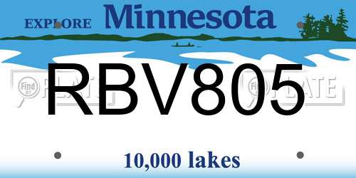 RBV805 Minnesota License Plate