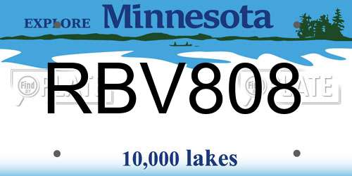 RBV808 Minnesota License Plate