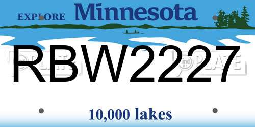 RBW2227 Minnesota License Plate