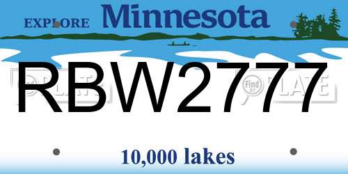 RBW2777 Minnesota License Plate