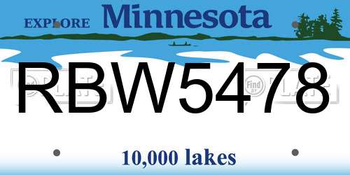 RBW5478 Minnesota License Plate